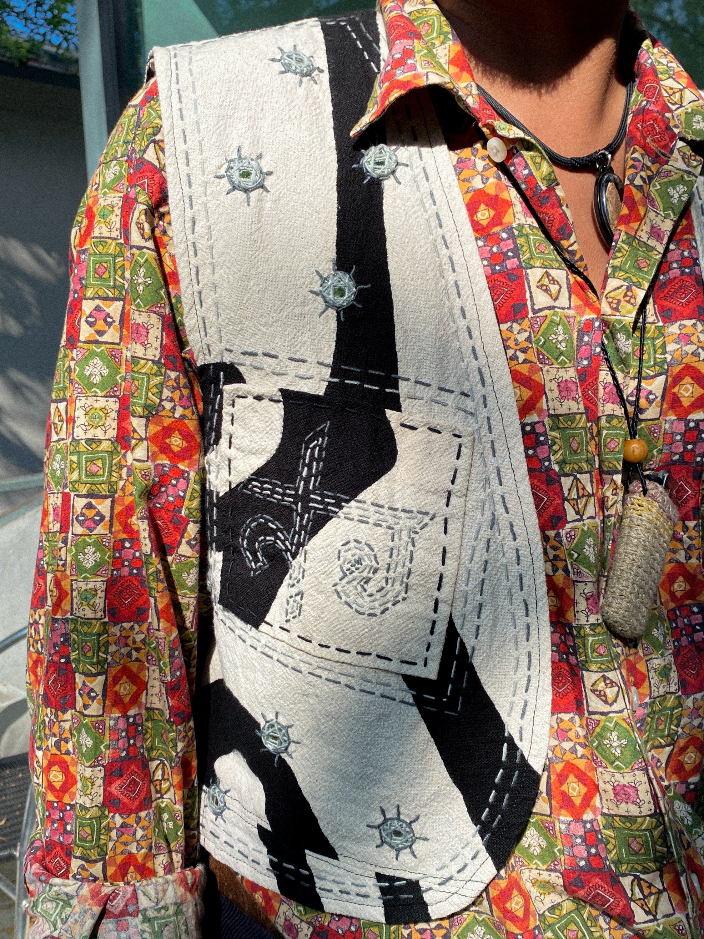 Batik + Hand Embroidered Vest
